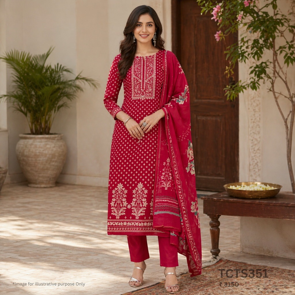 Cotton Churidar Material with Dupatta Muslin