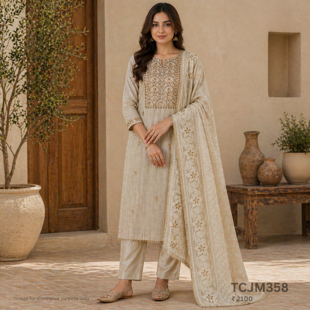 Jamdani Chandini Silk Churidar Material