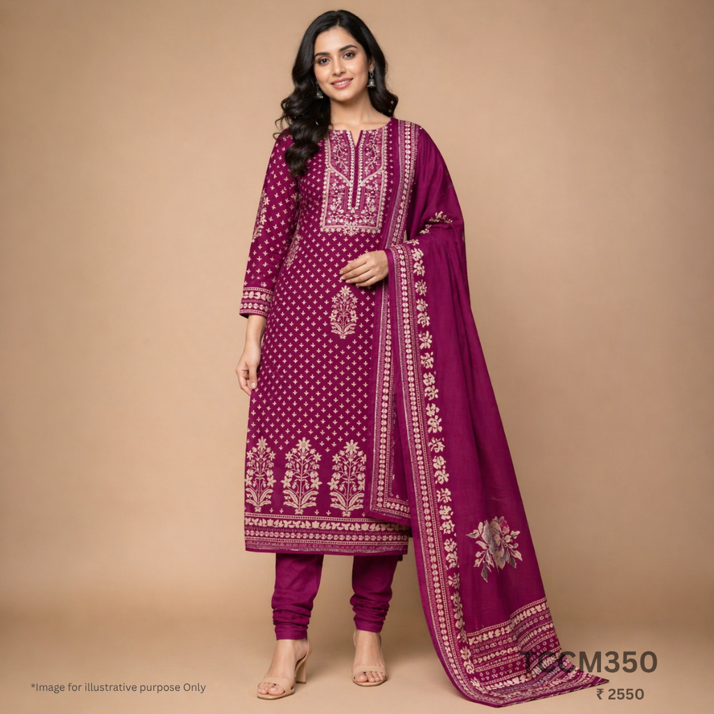 Cotton Churidar Material with Dupatta Muslin