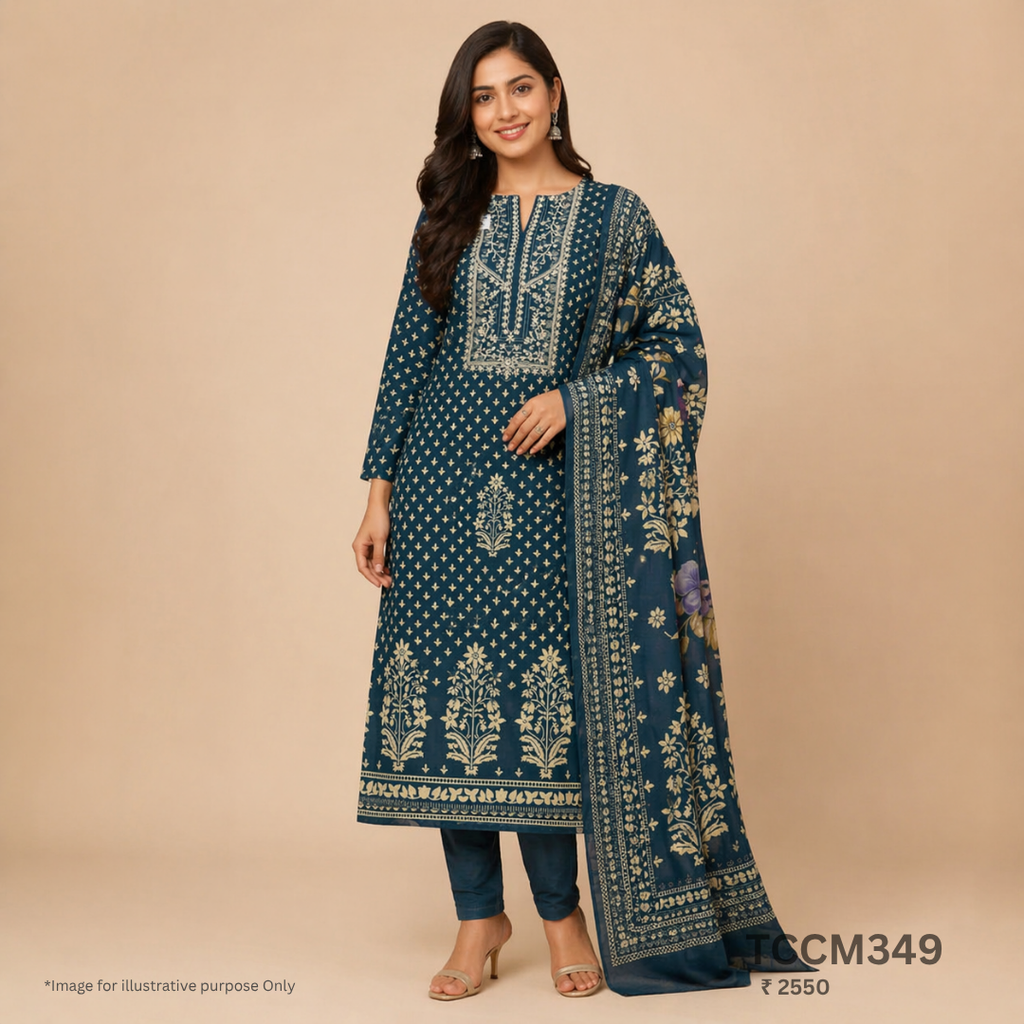 Cotton Churidar Material with Dupatta Muslin