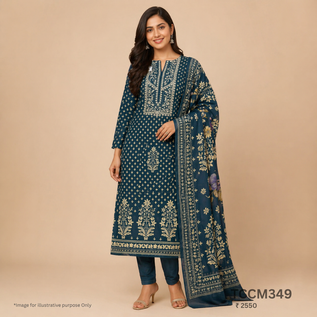 Cotton Churidar Material with Dupatta Muslin