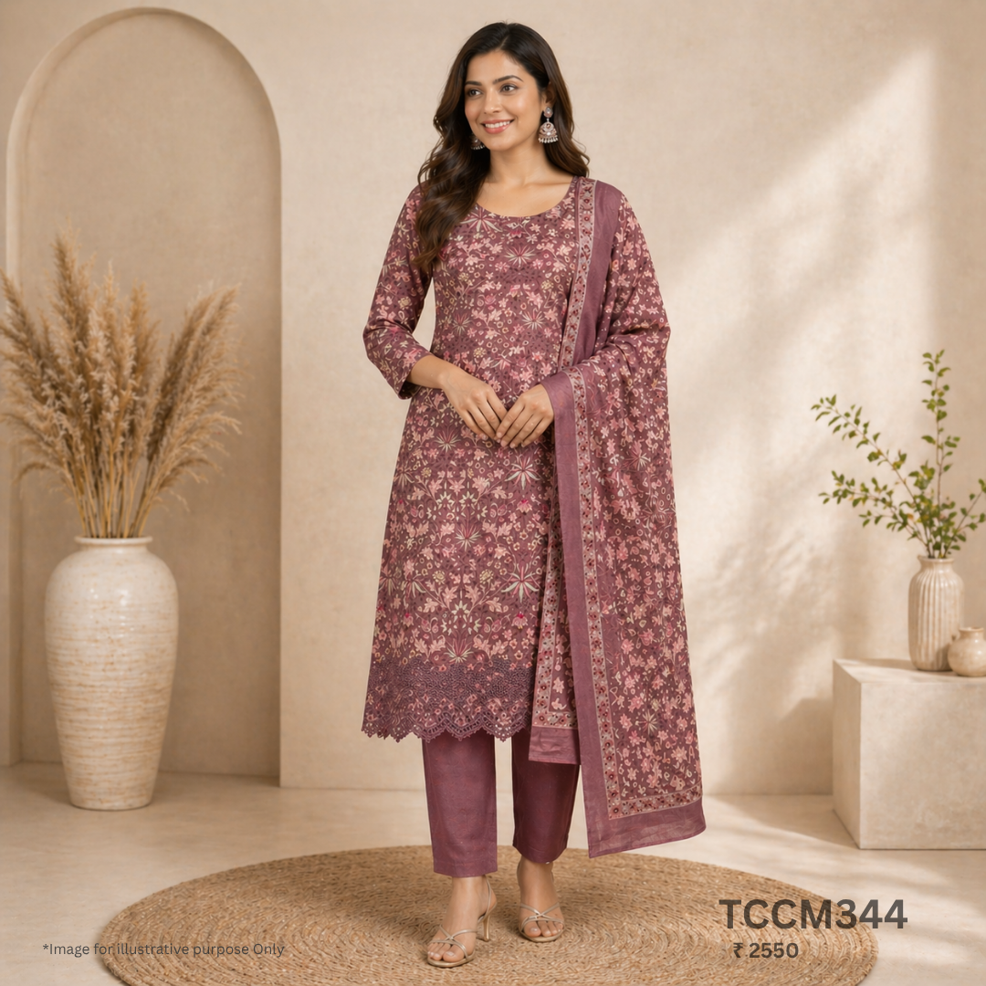 Cotton Churidar Material with Dupatta Muslin