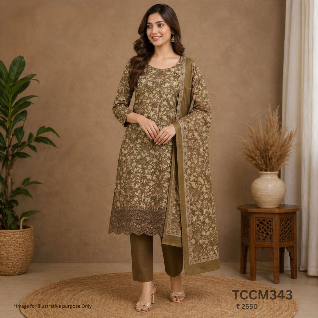 Cotton Churidar Material with Dupatta Muslin