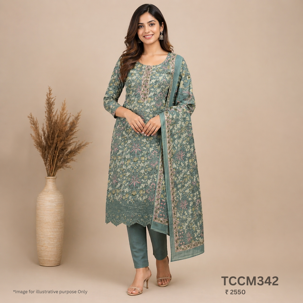 Cotton Churidar Material with Dupatta Muslin