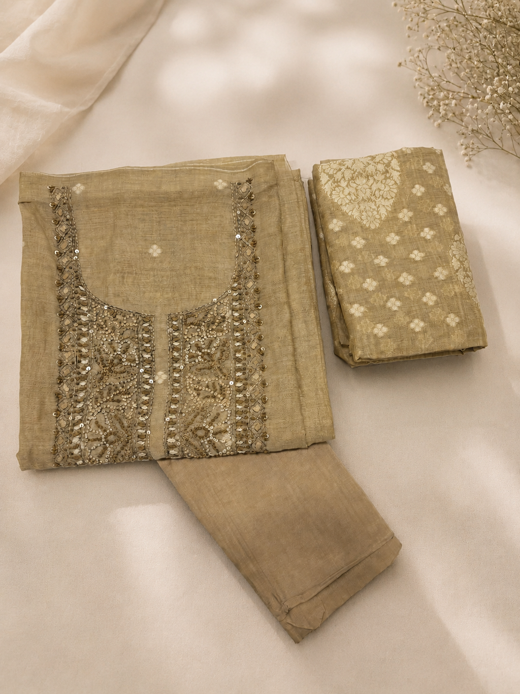 Jamdani Silk Churidar Material