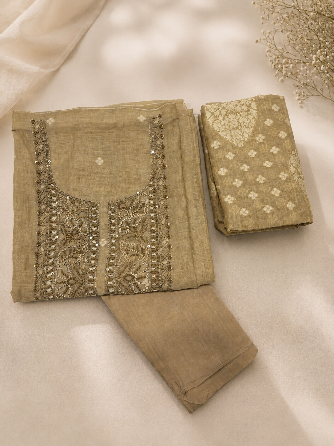 Jamdani Silk Churidar Material