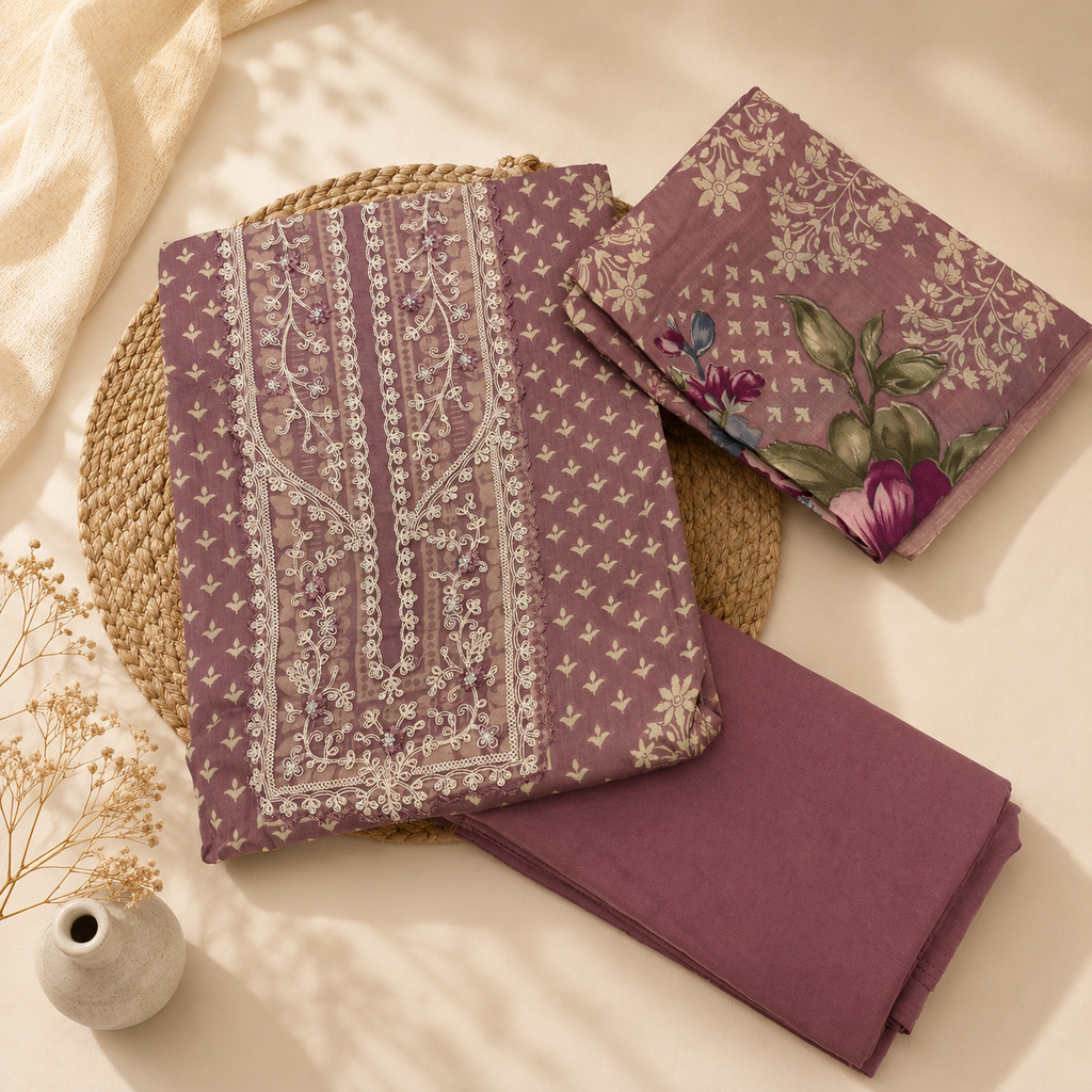 Cotton Churidar Material with Dupatta Muslin