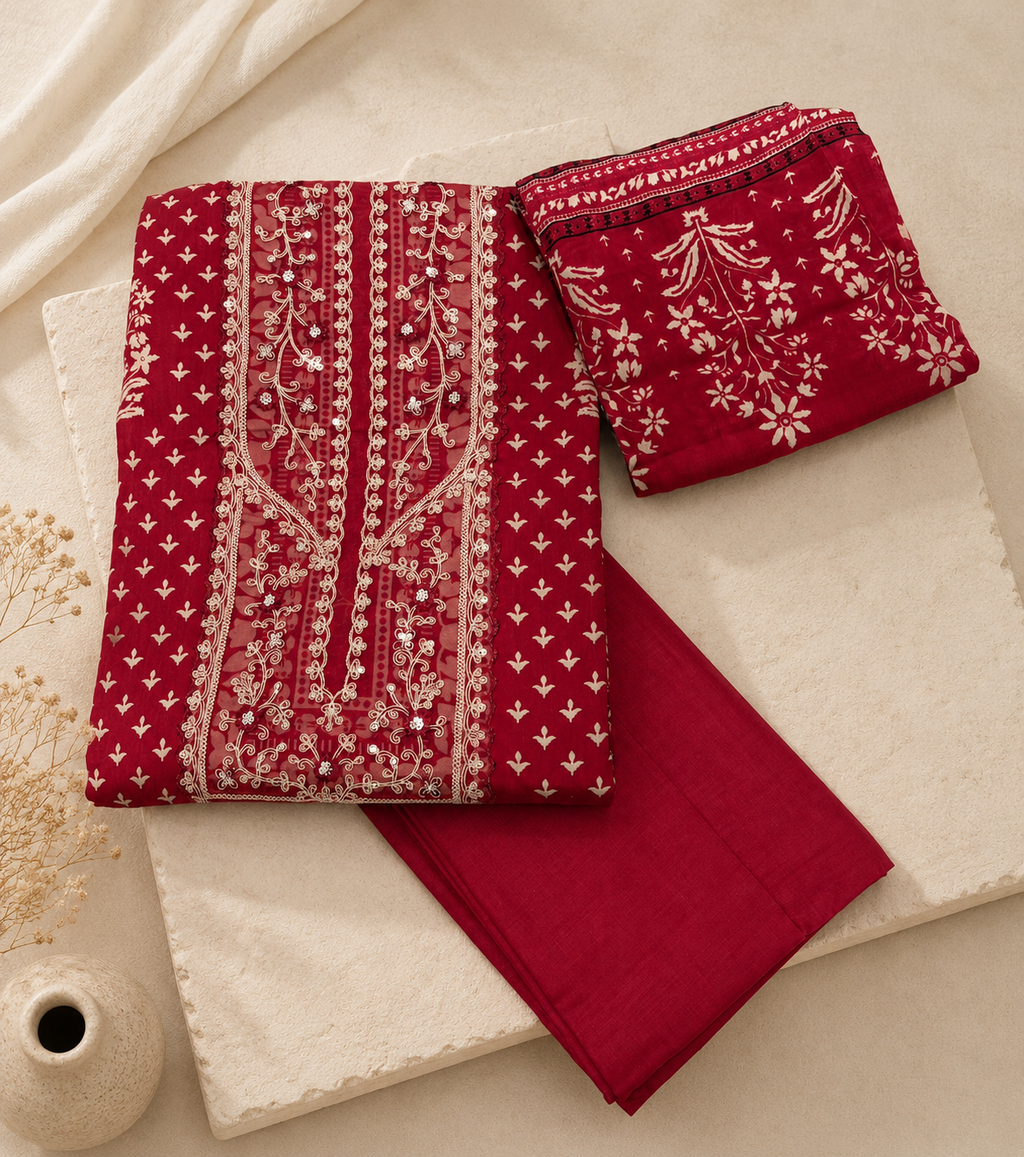 Cotton Churidar Material with Dupatta Muslin