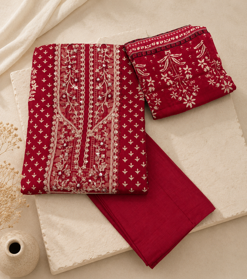 Cotton Churidar Material with Dupatta Muslin