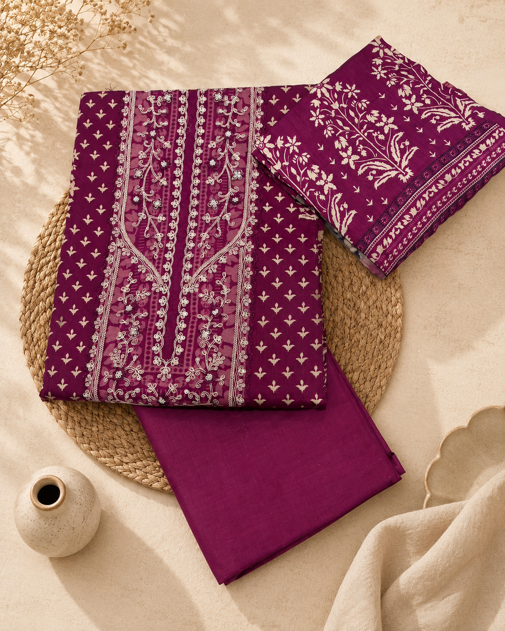 Cotton Churidar Material with Dupatta Muslin