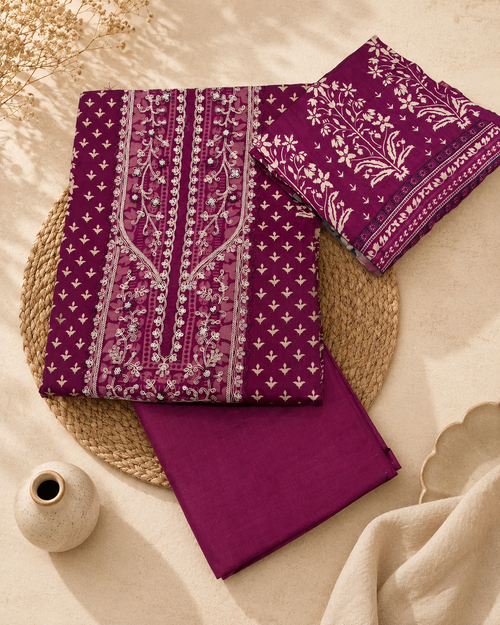 Cotton Churidar Material with Dupatta Muslin