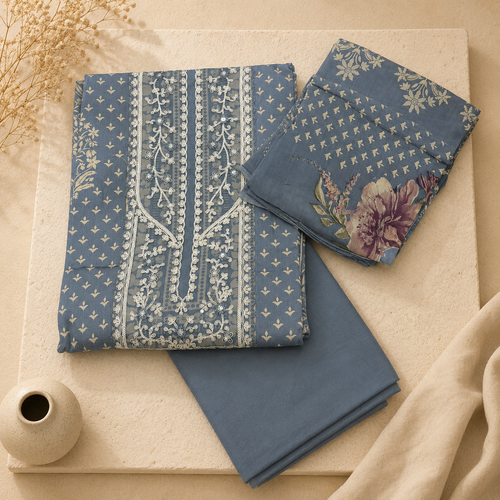 Cotton Churidar Material with Dupatta Muslin