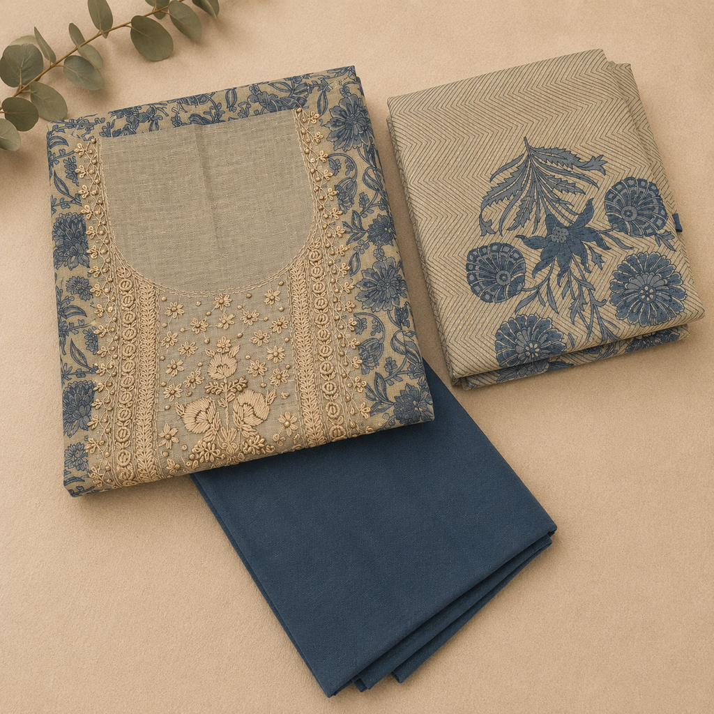 Jamdani Silk Churidar Material