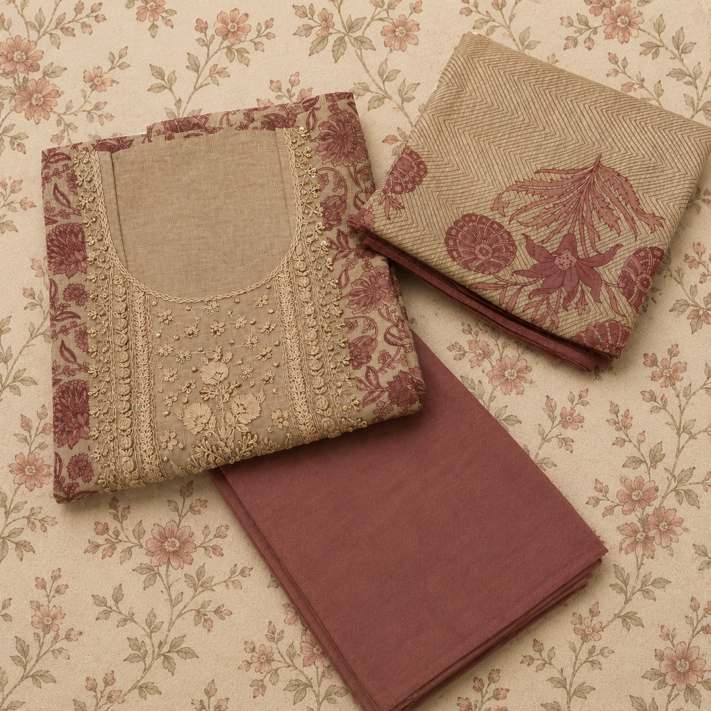 Jamdani Silk Churidar Material