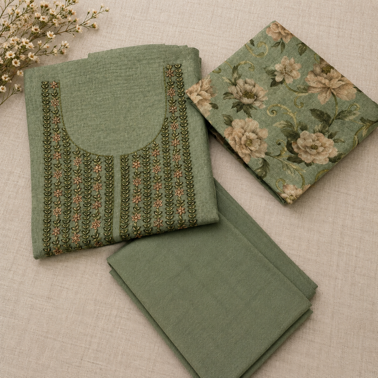 Jamdani Silk Churidar Material