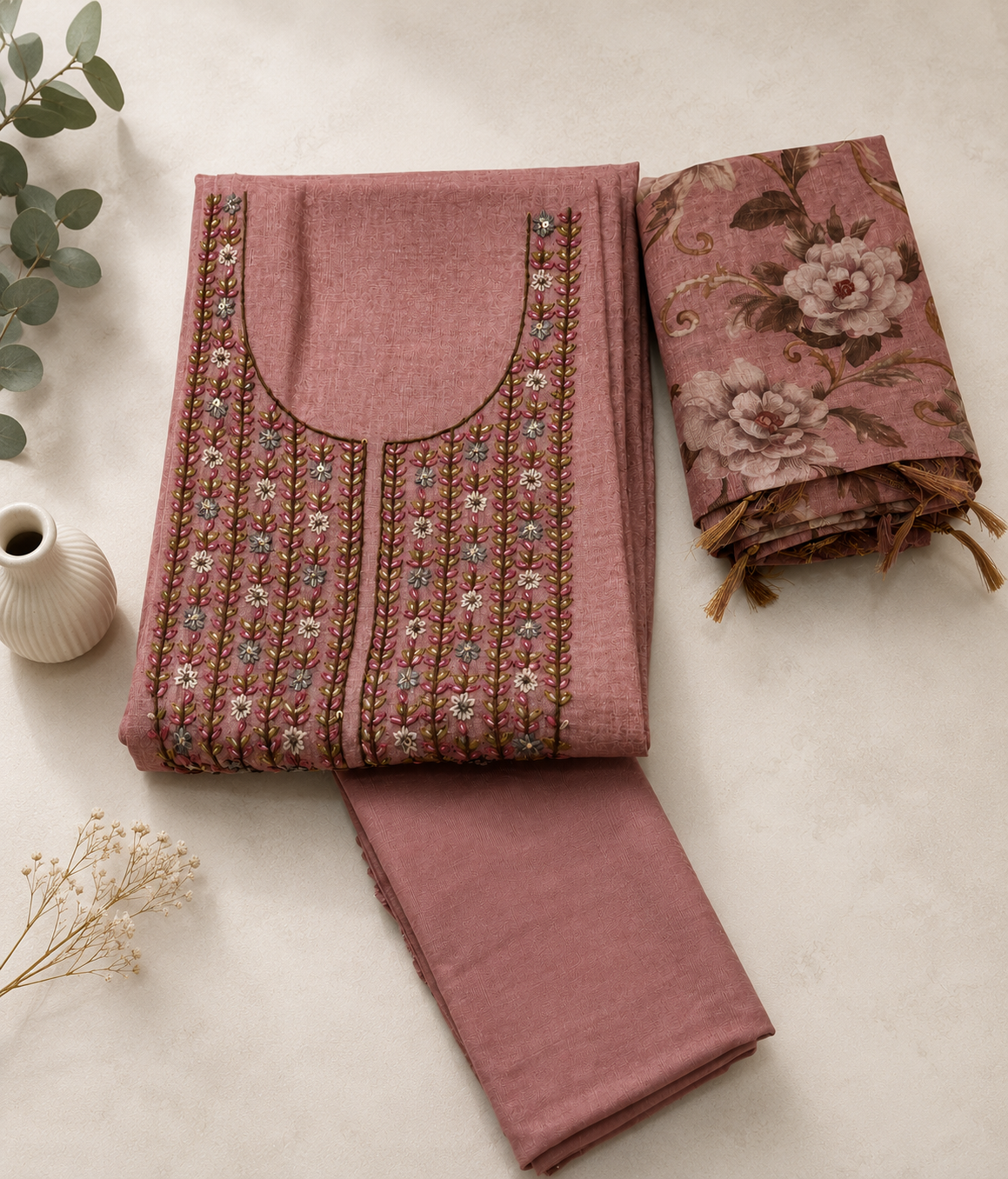 Jamdani Silk Churidar Material