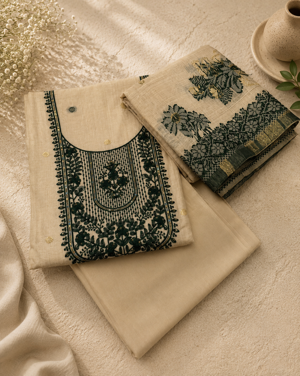 Jamdani Silk Churidar Material