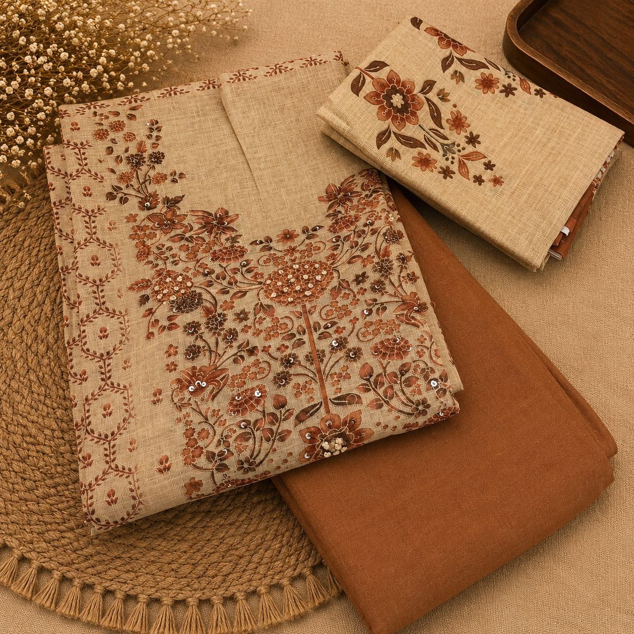 Jamdani Chandini Silk Churidar Material