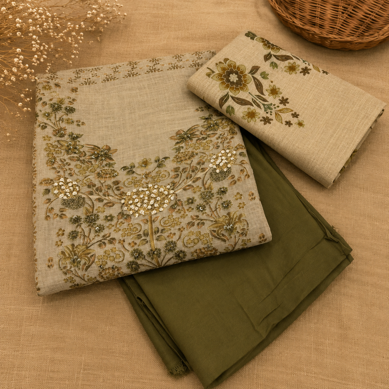 Jamdani Chandini Silk Churidar Material