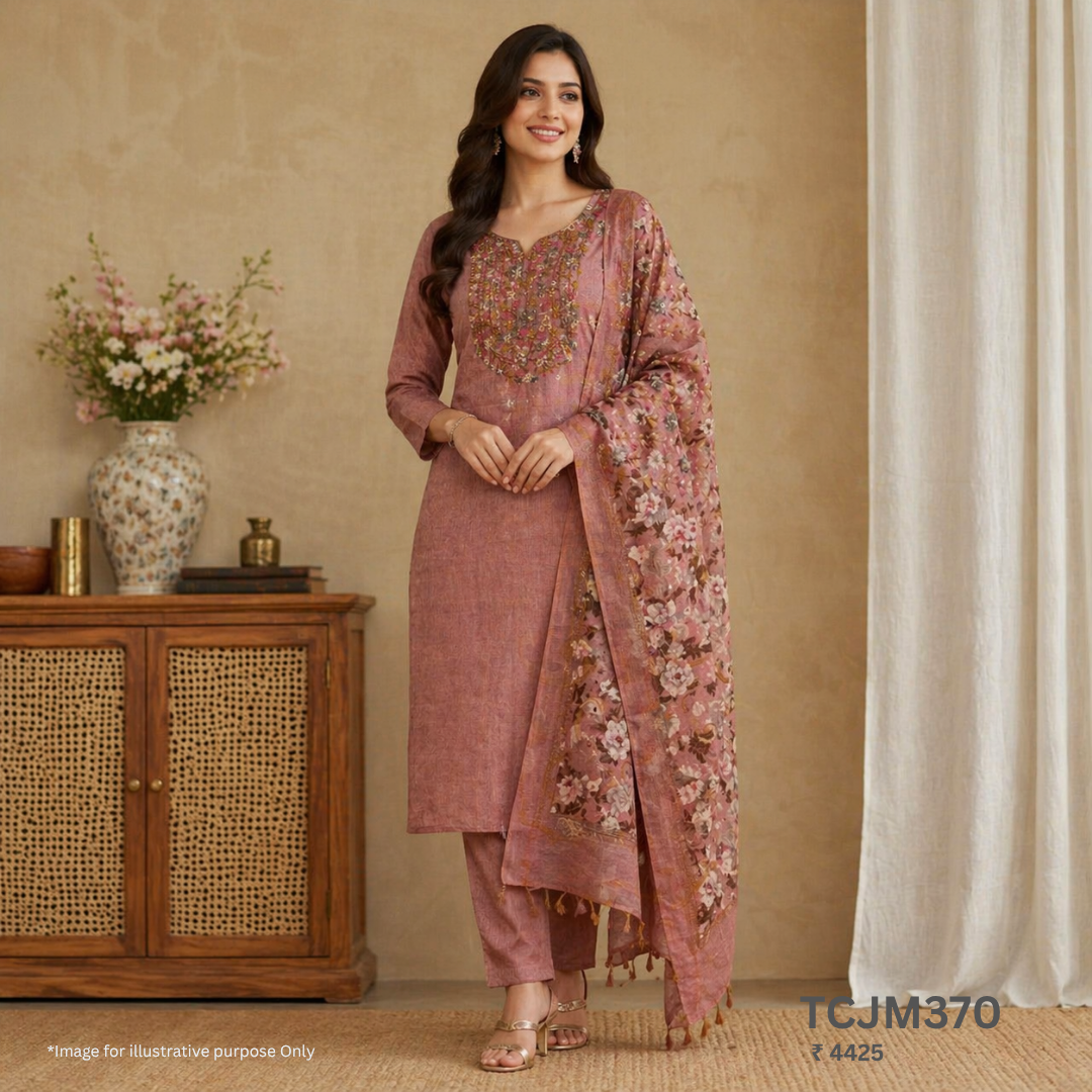 Jamdani Silk Churidar Material