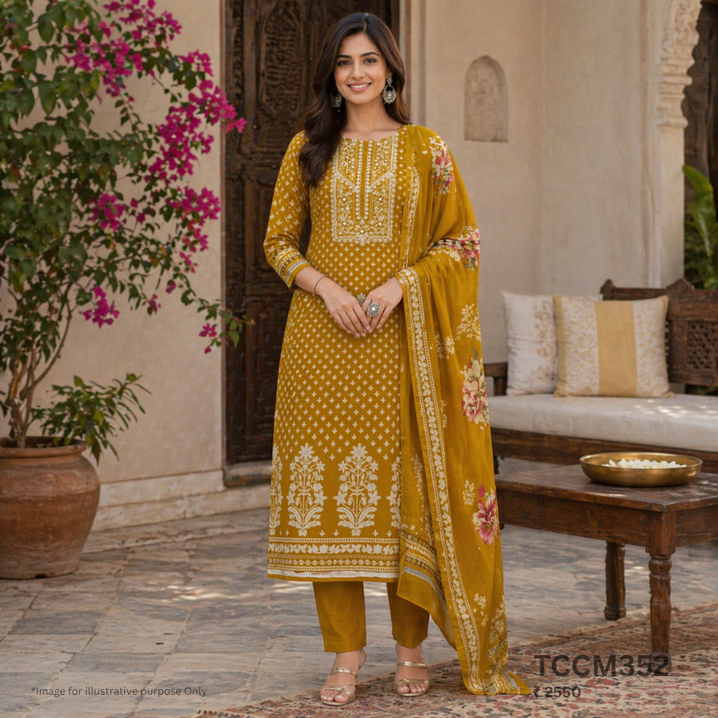 Cotton Churidar Material with Dupatta Muslin