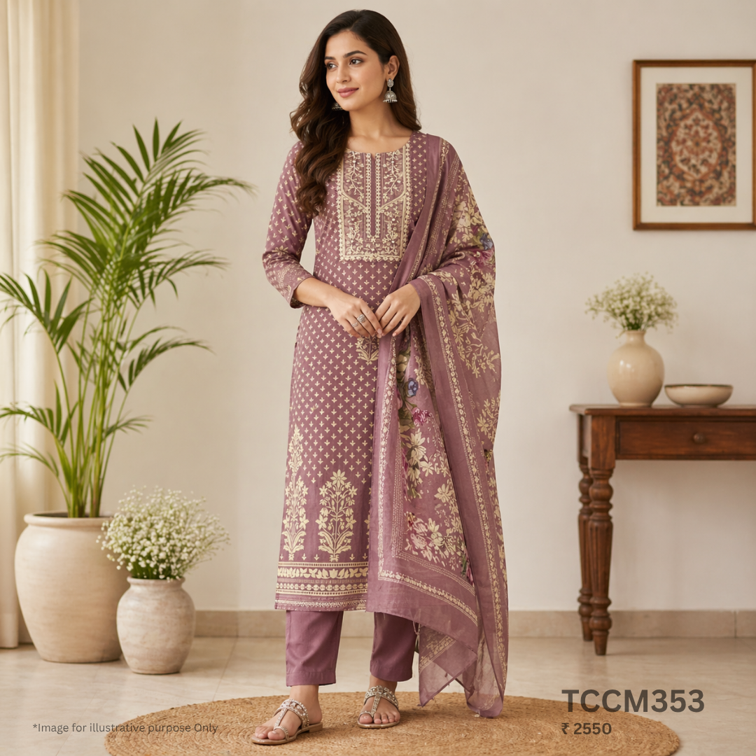 Cotton Churidar Material with Dupatta Muslin
