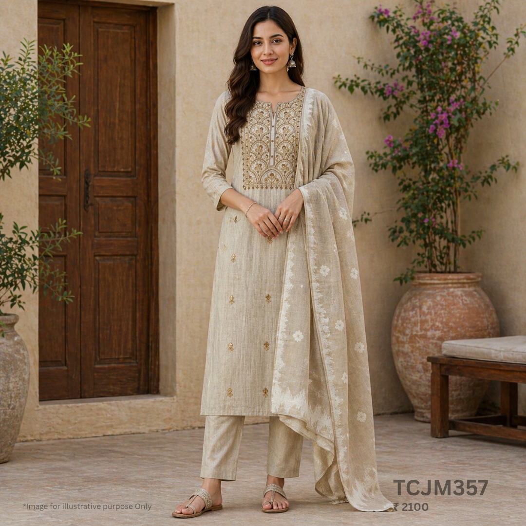 Jamdani Chandini Silk Churidar Material