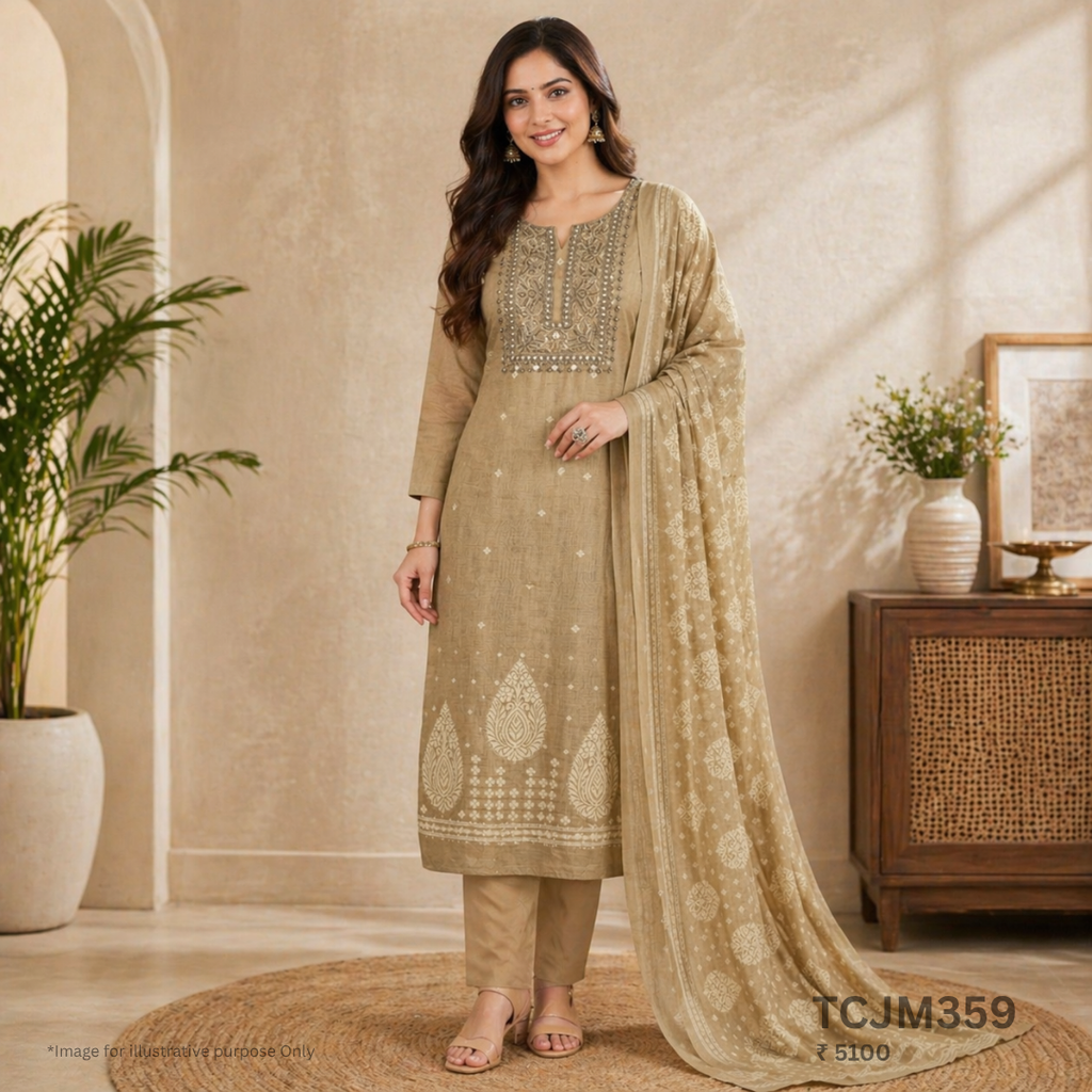 Jamdani Silk Churidar Material