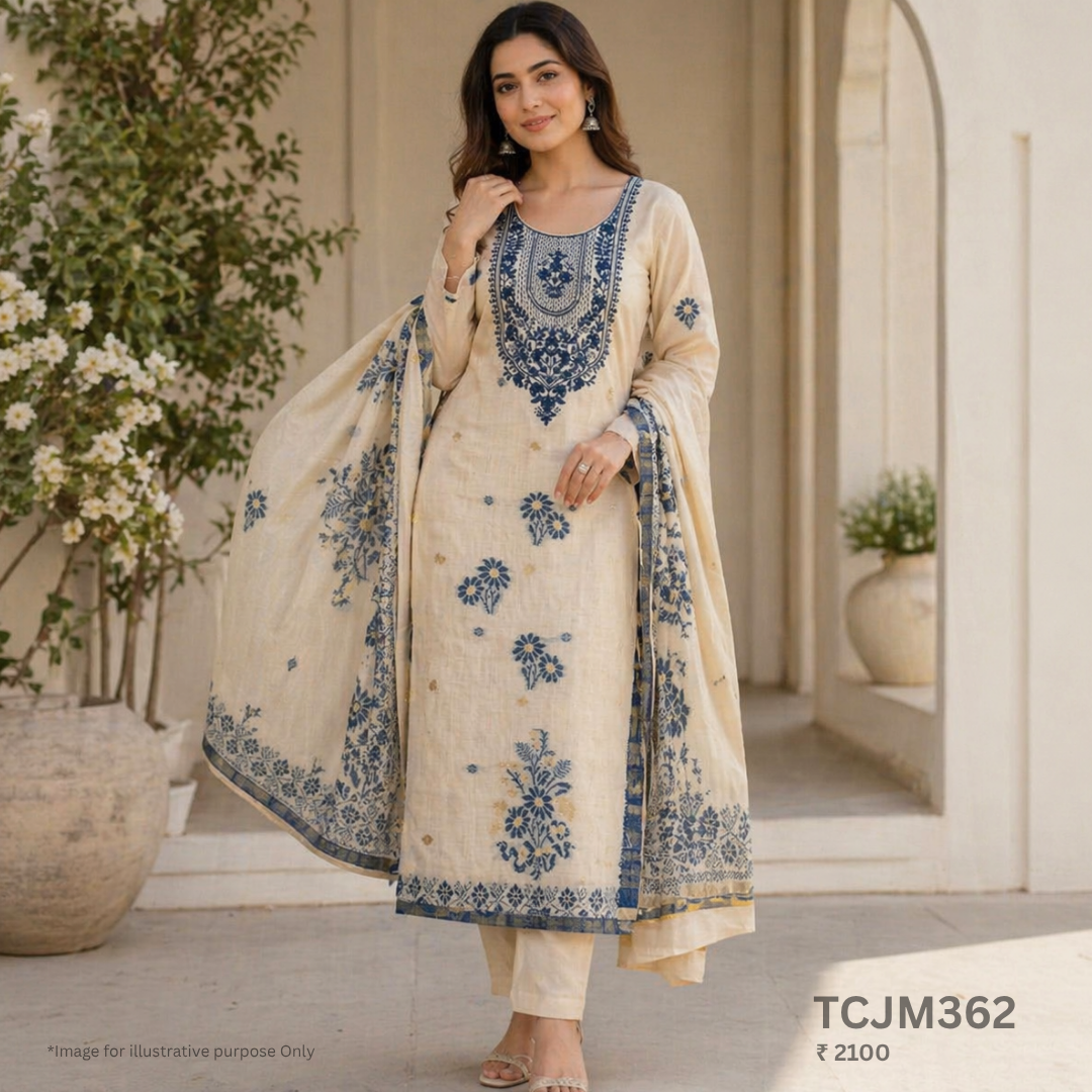 Jamdani Silk Churidar Material