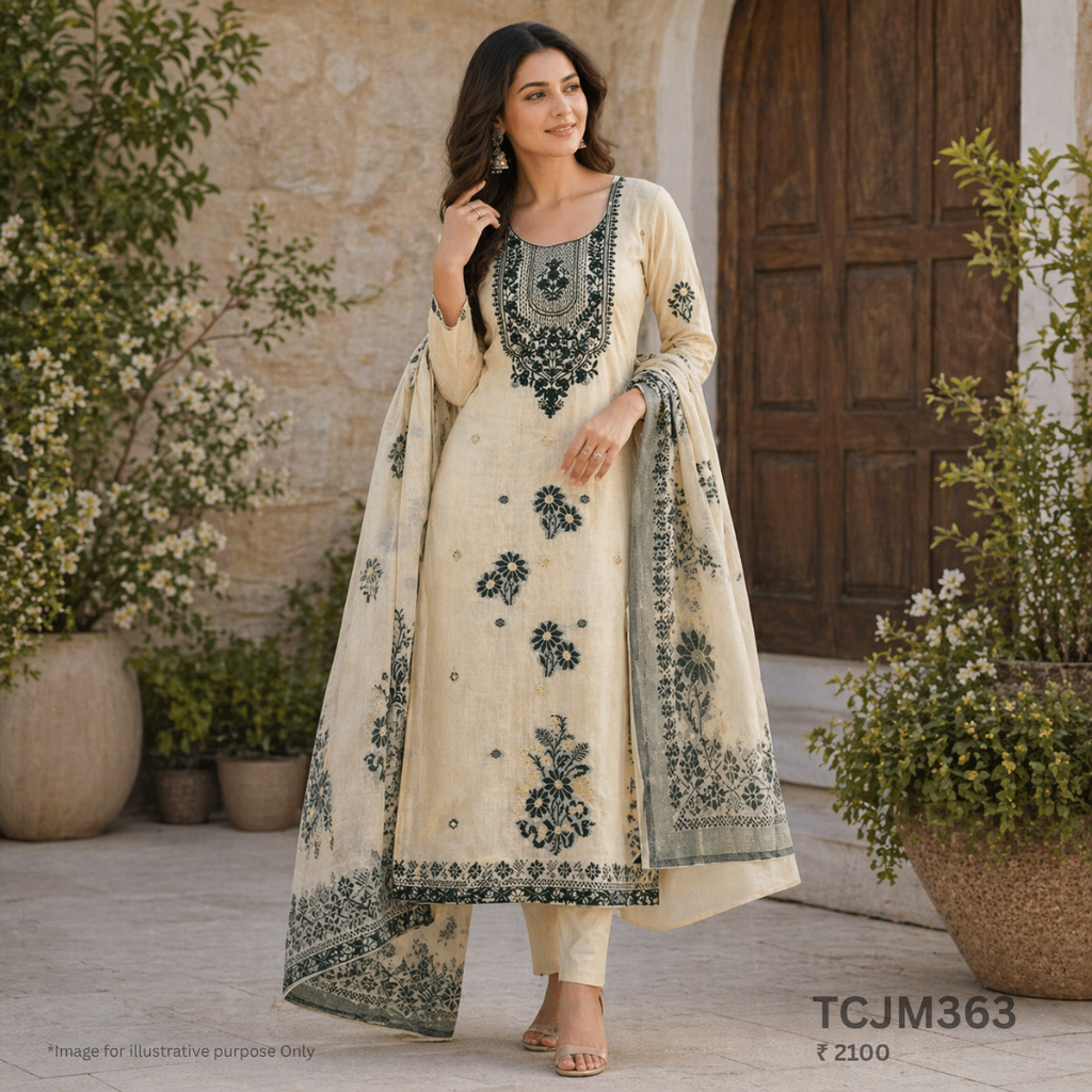 Jamdani Silk Churidar Material