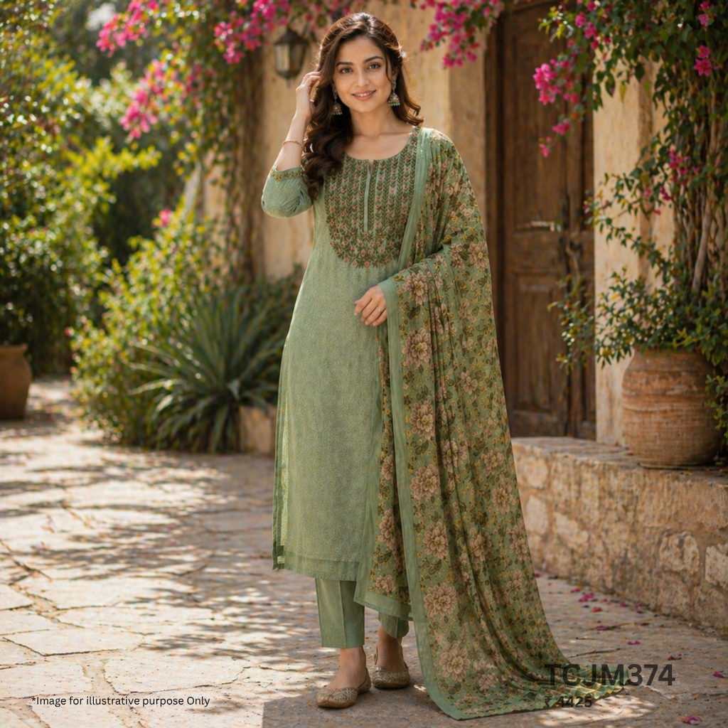 Jamdani Silk Churidar Material