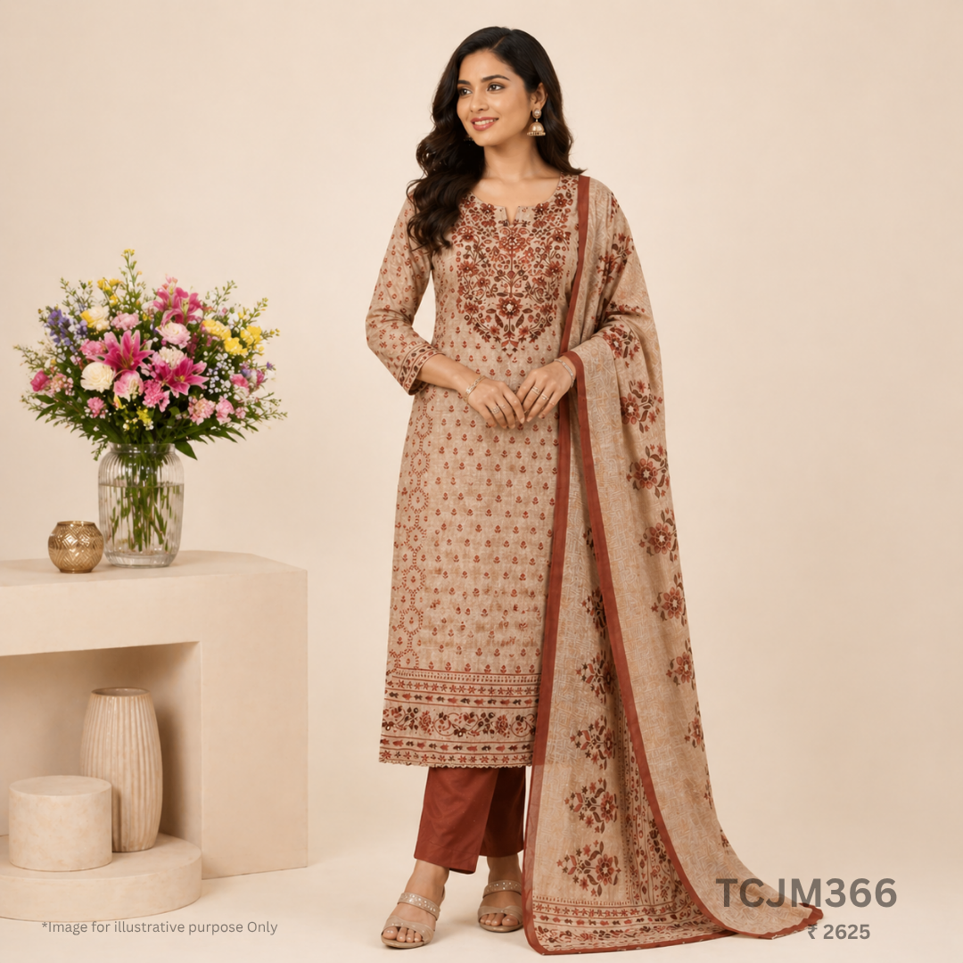 Jamdani Chandini Silk Churidar Material