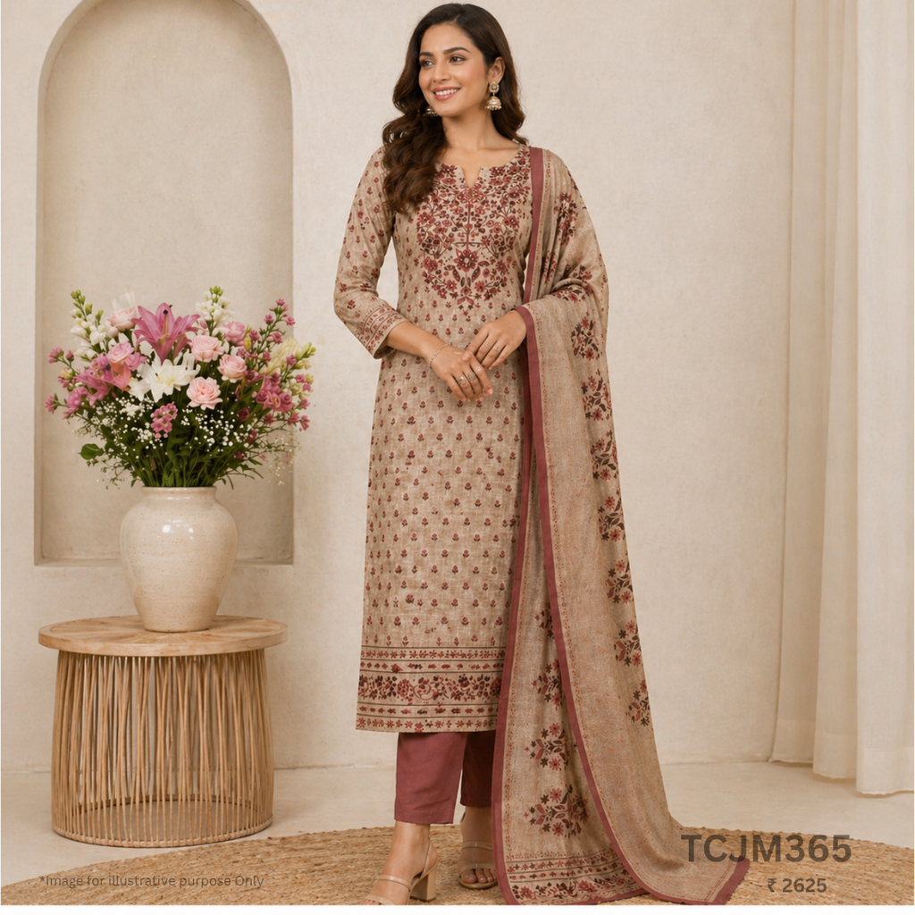 Jamdani Chandini Silk Churidar Material