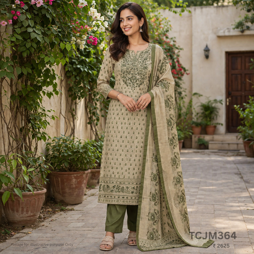 Jamdani Chandini Silk Churidar Material