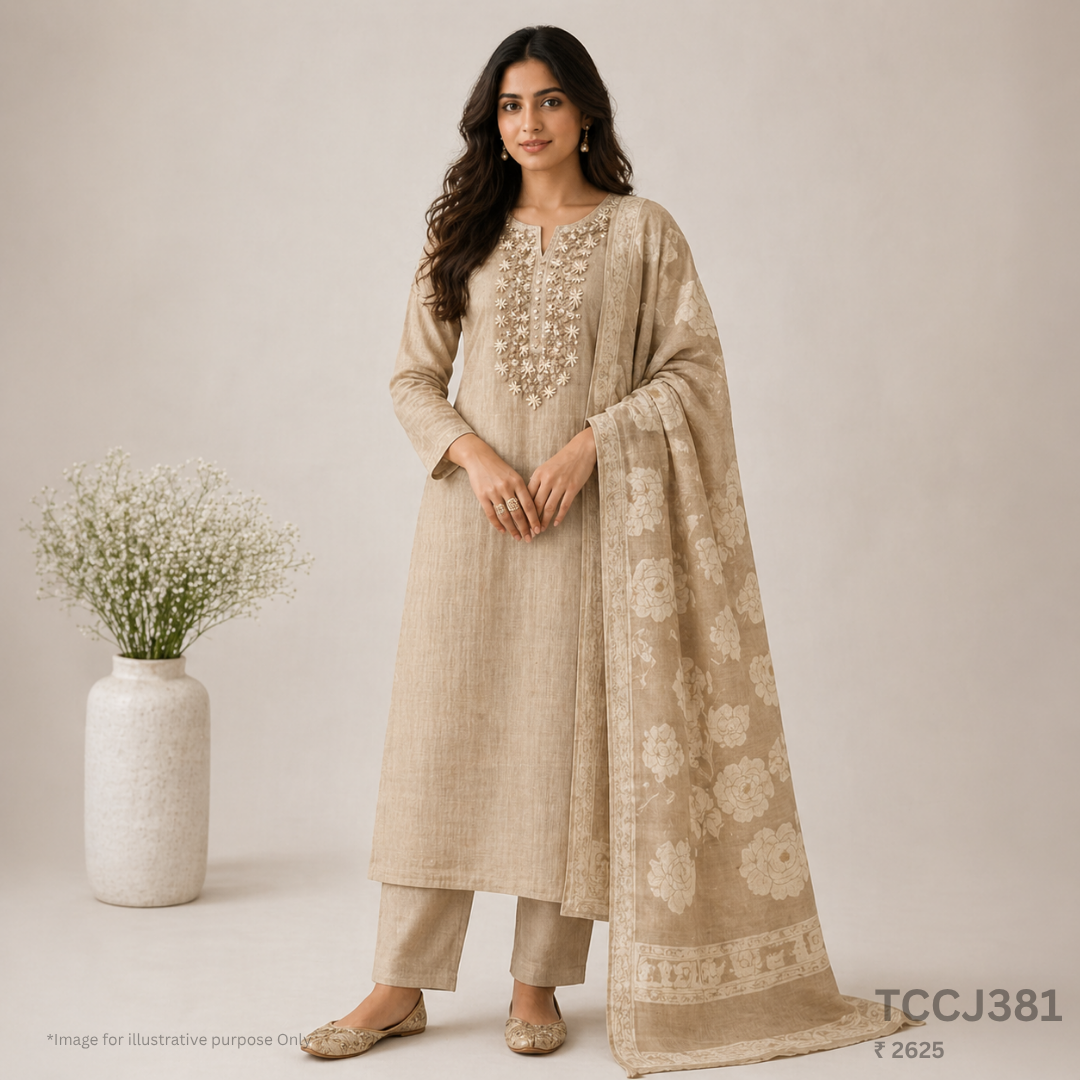 Cotton Silk Churidar Material with Jamdani Duptha